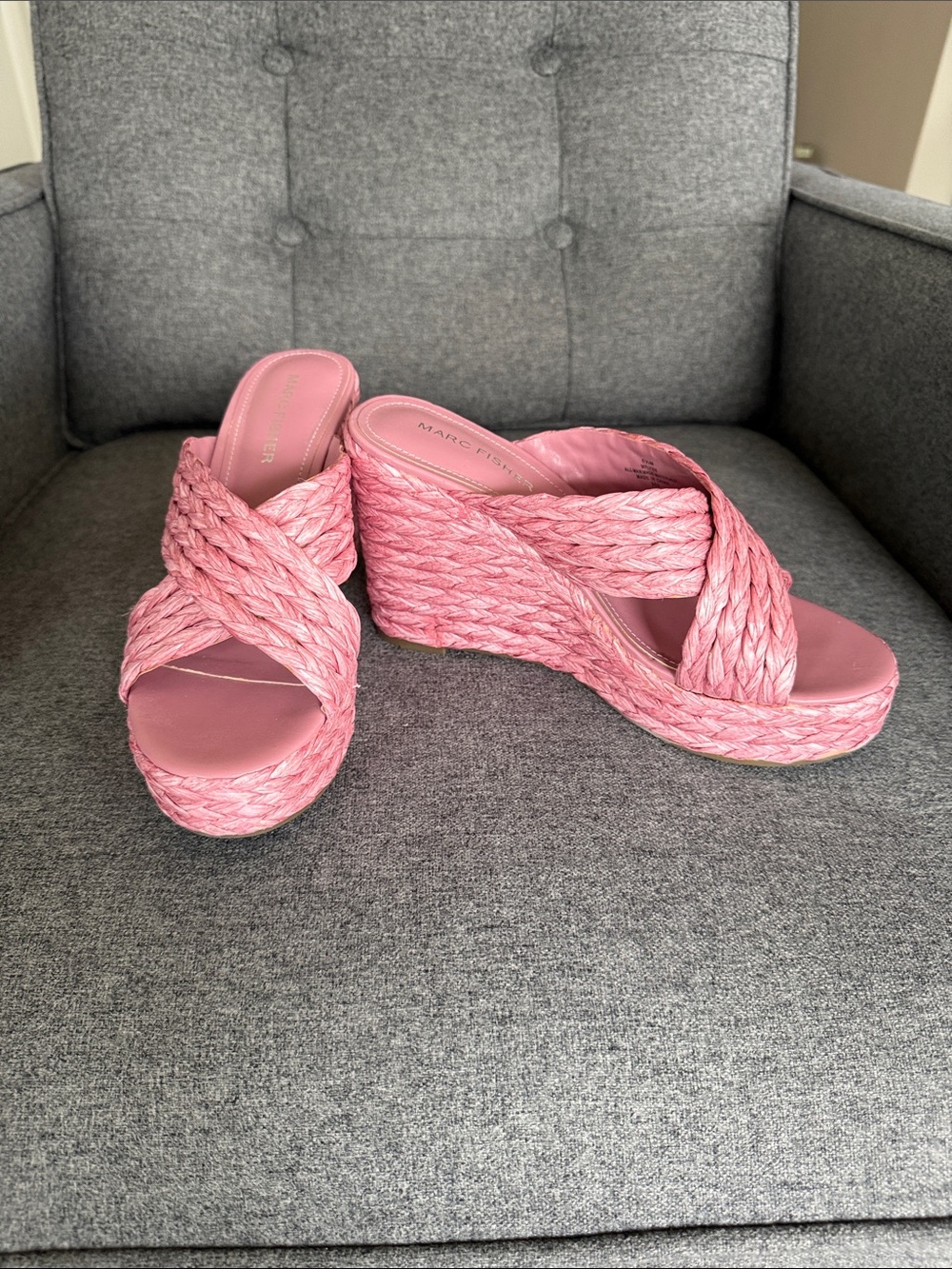 Marc Fisher Braided Pink Platform Wedge Sandals